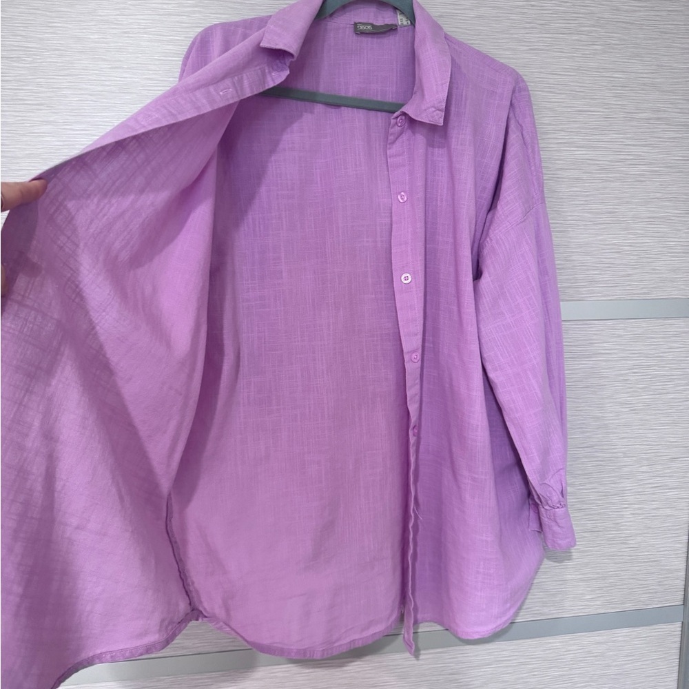 ASOS Purple Oversized Shirt In Size 4 - Picture 5 of 9